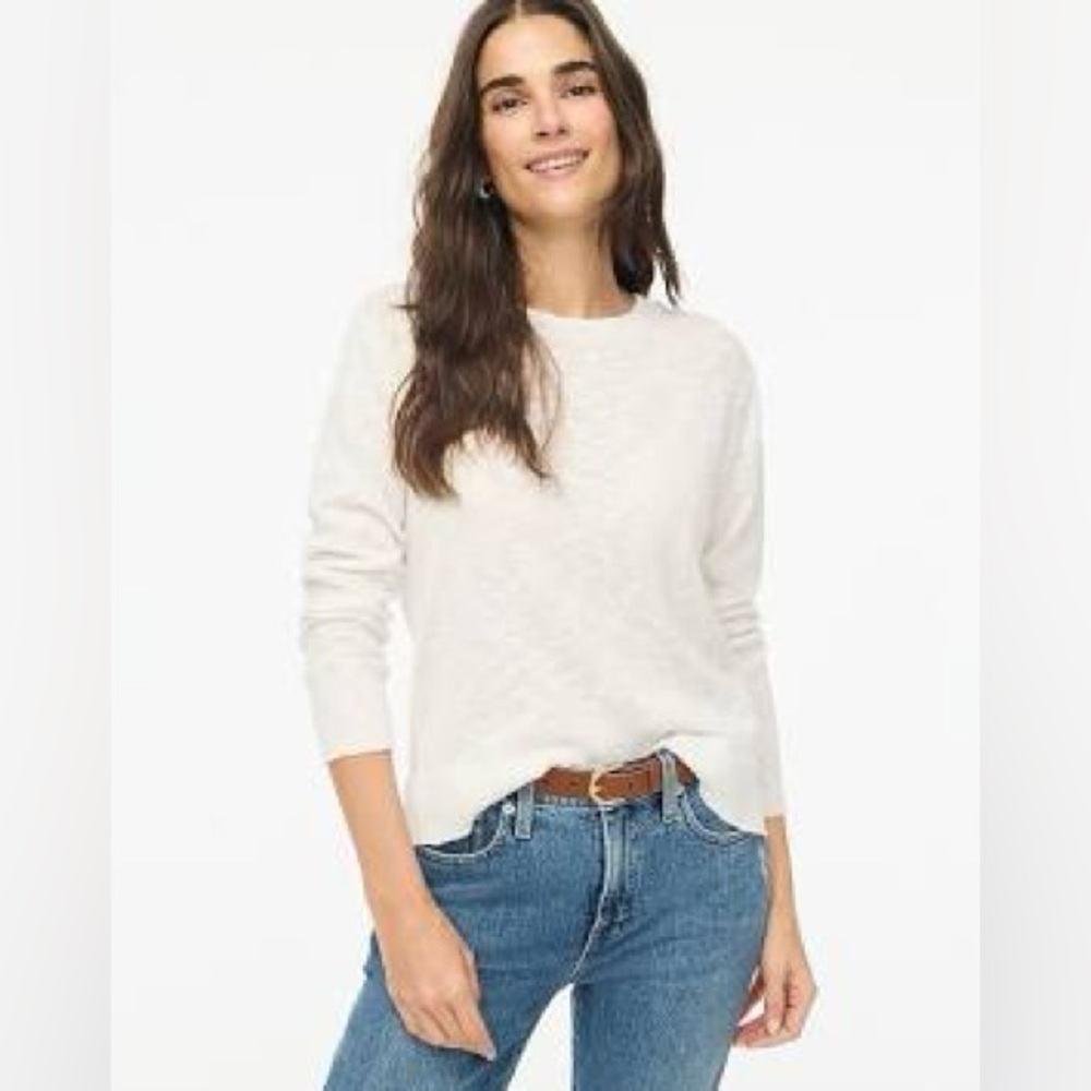SOLD J Crew White Beachy Sweater Size Large